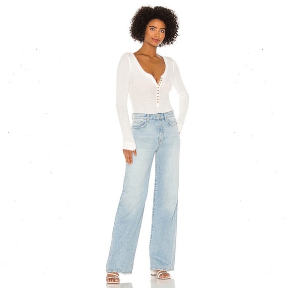 Free People Denim - Free People Astoria Wide Leg Jeans in Seafoam Blue Size 31 Denim Jean